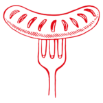 die_beste_wurst_der_welt Zeichnung Bratwurst auf Gabel